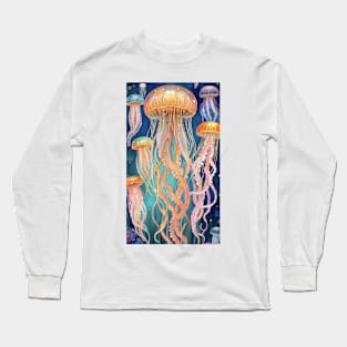 Gustav Klimt's Ethereal Dance: Inspired Jellyfish Illustration Long Sleeve T-Shirt